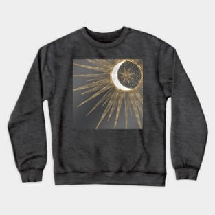 Elegant Gold Doodles Sun Moon Mandala Design Crewneck Sweatshirt